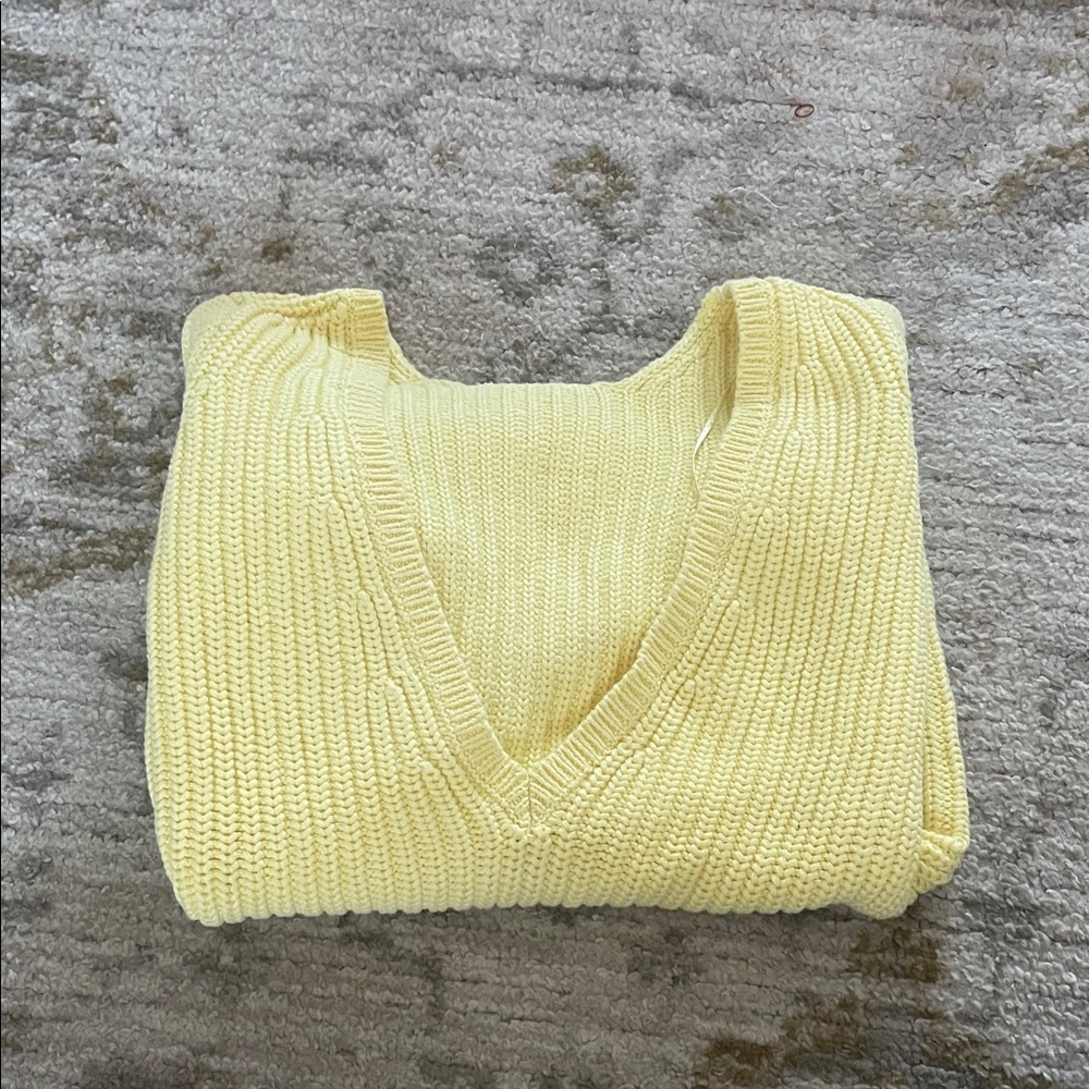 Yellow V-Neck Women's Sweater